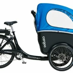 Winther Cargoo El Ladcykel (Di2 / Centermotor) -Elcykel Salg winther e cargoo black blue side 1 1